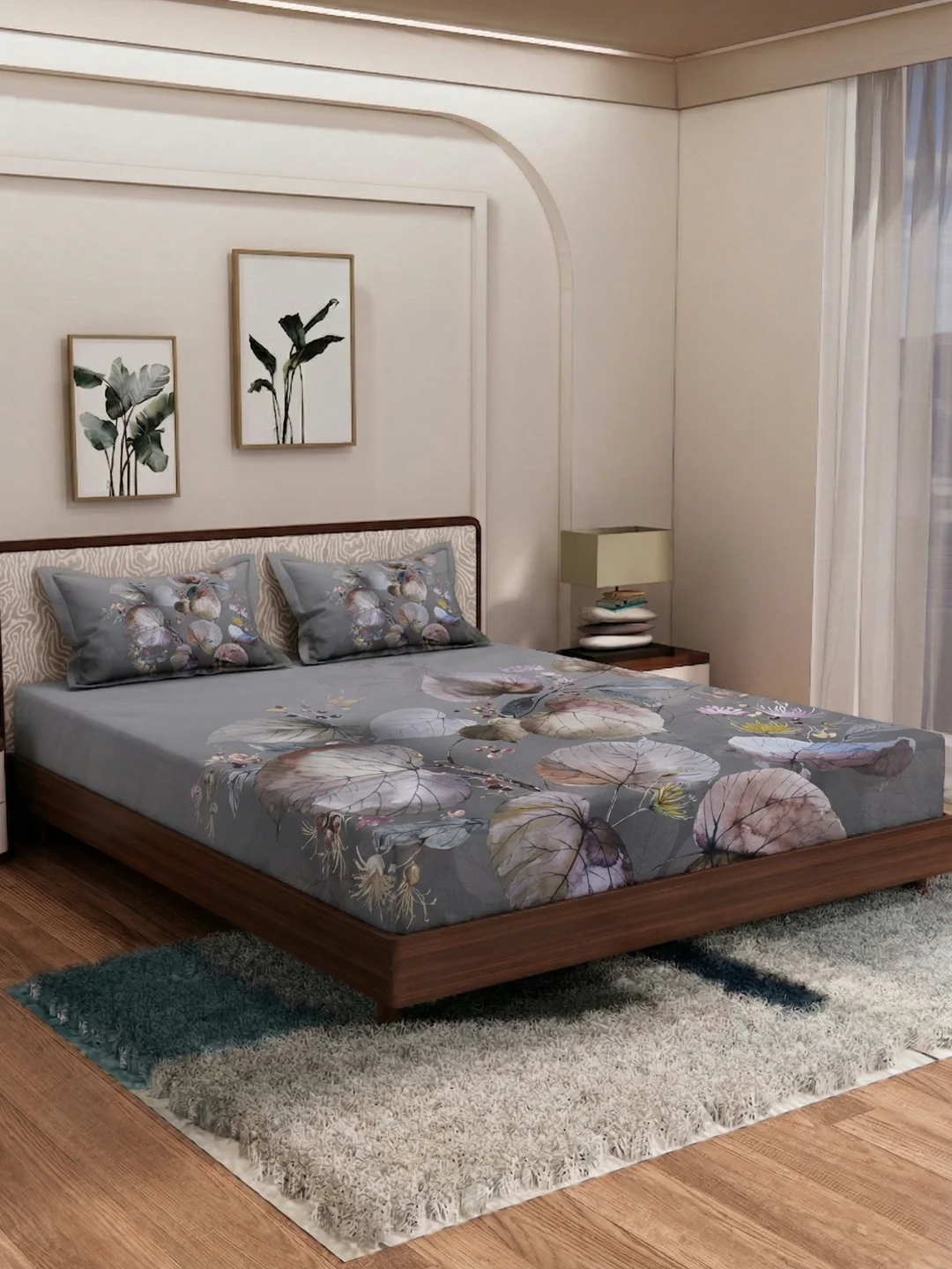 120 GSM Polyester King Size Bedsheet with 2 Pillow Covers Soft Touch Collection - Image 2