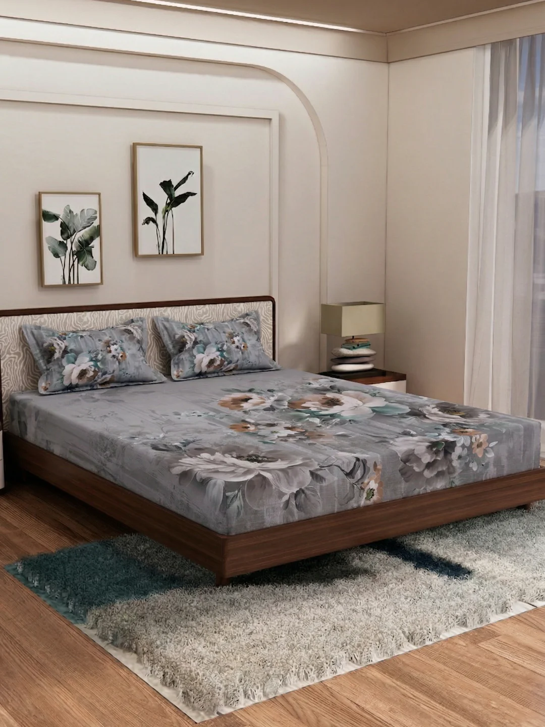 120 GSM Polyester King Size Bedsheet with 2 Pillow Covers Soft Touch Collection - Image 2