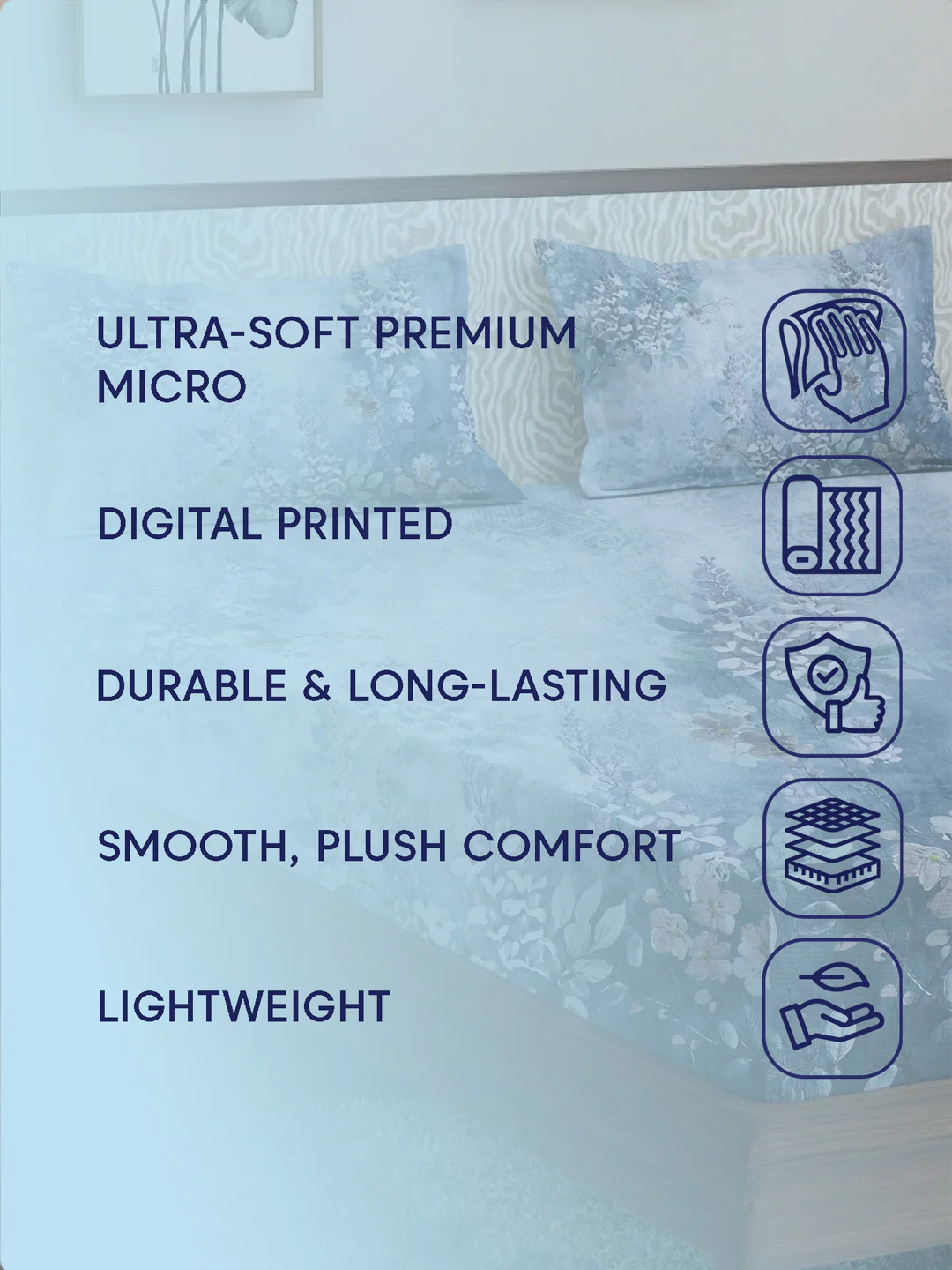 120 GSM Polyester King Size Bedsheet with 2 Pillow Covers Soft Touch Collection - Image 9