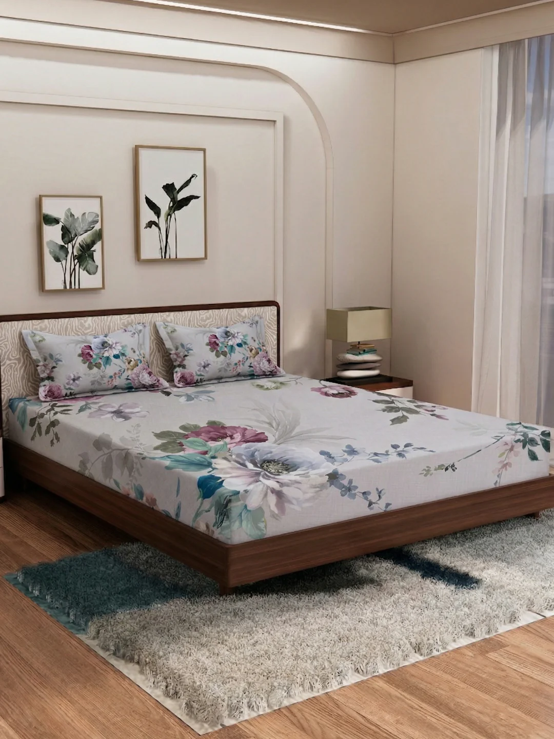 120 GSM Polyester King Size Bedsheet with 2 Pillow Covers Soft Touch Collection - Image 2