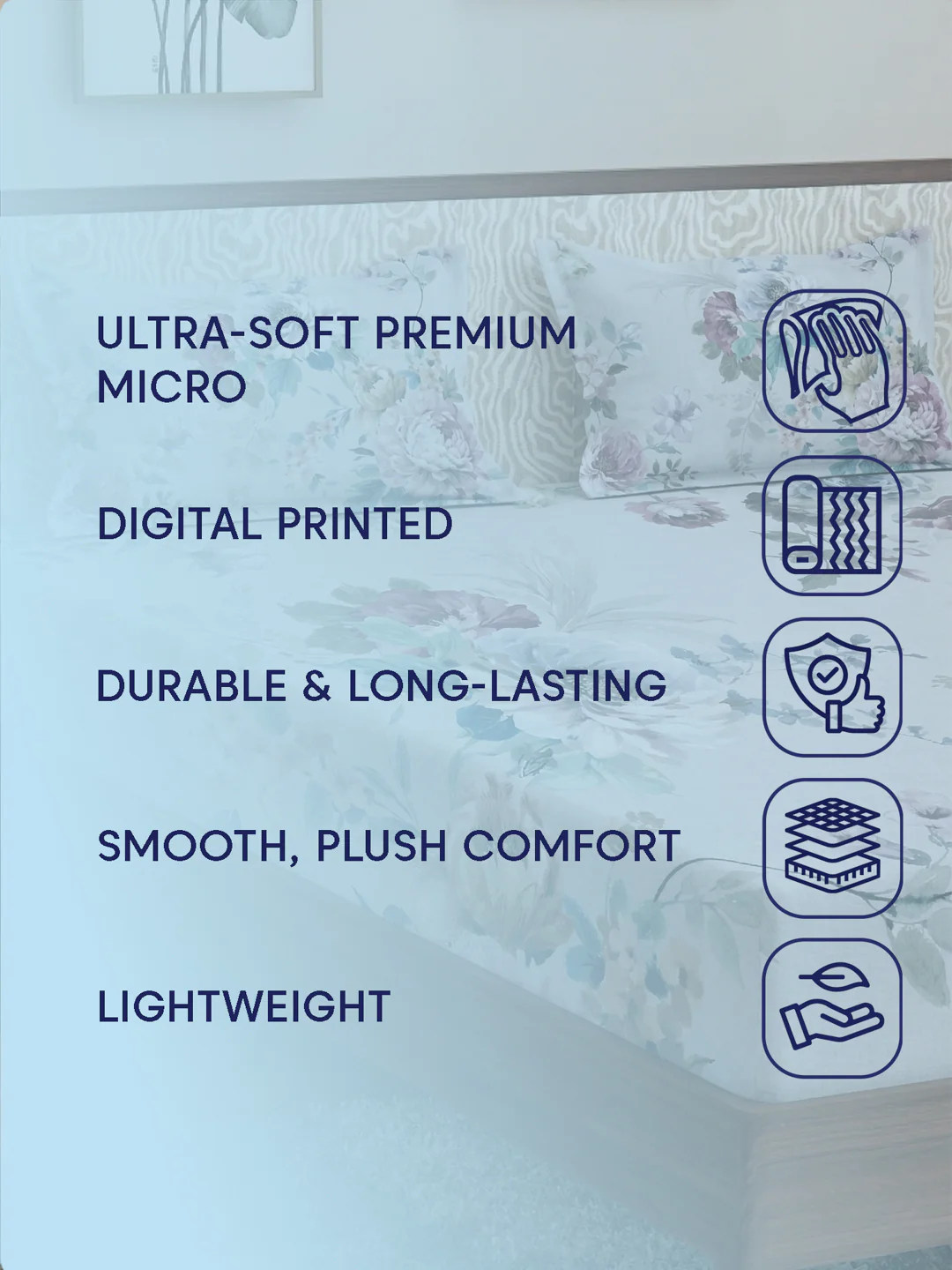 120 GSM Polyester King Size Bedsheet with 2 Pillow Covers Soft Touch Collection - Image 9