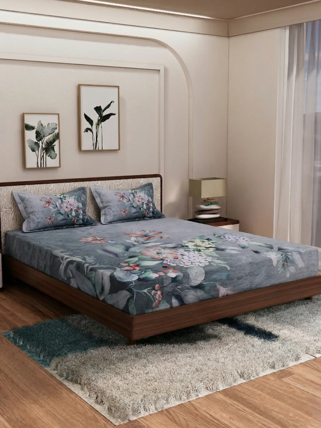 120 GSM Polyester King Size Bedsheet with 2 Pillow Covers Soft Touch Collection - Image 2