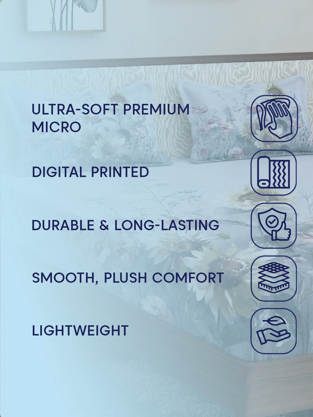 120 GSM Polyester King Size Bedsheet with 2 Pillow Covers Soft Touch Collection - Image 9