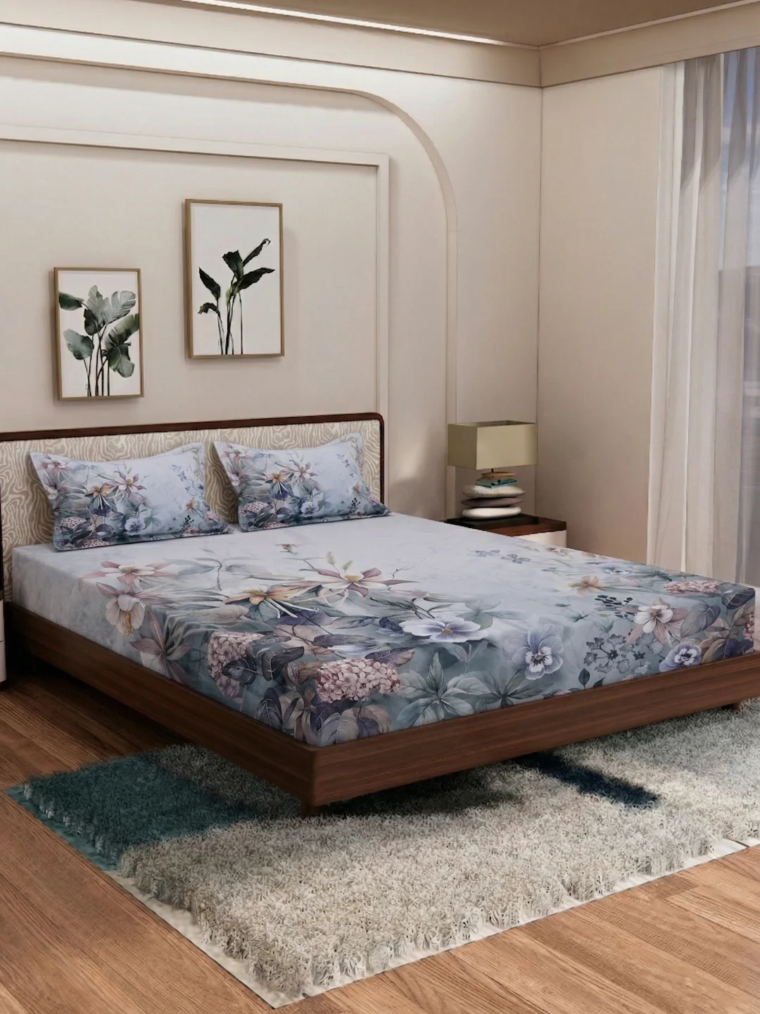 120 GSM Polyester King Size Bedsheet with 2 Pillow Covers Soft Touch Collection - Image 2