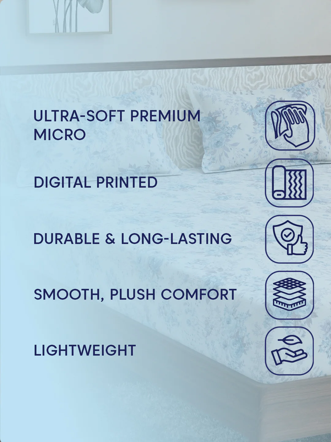 120 GSM Polyester King Size Bedsheet with 2 Pillow Covers Textura Jacquard Collection - Image 9