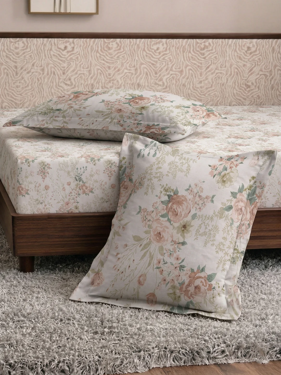 120 GSM Polyester King Size Bedsheet with 2 Pillow Covers Textura Jacquard Collection - Image 7