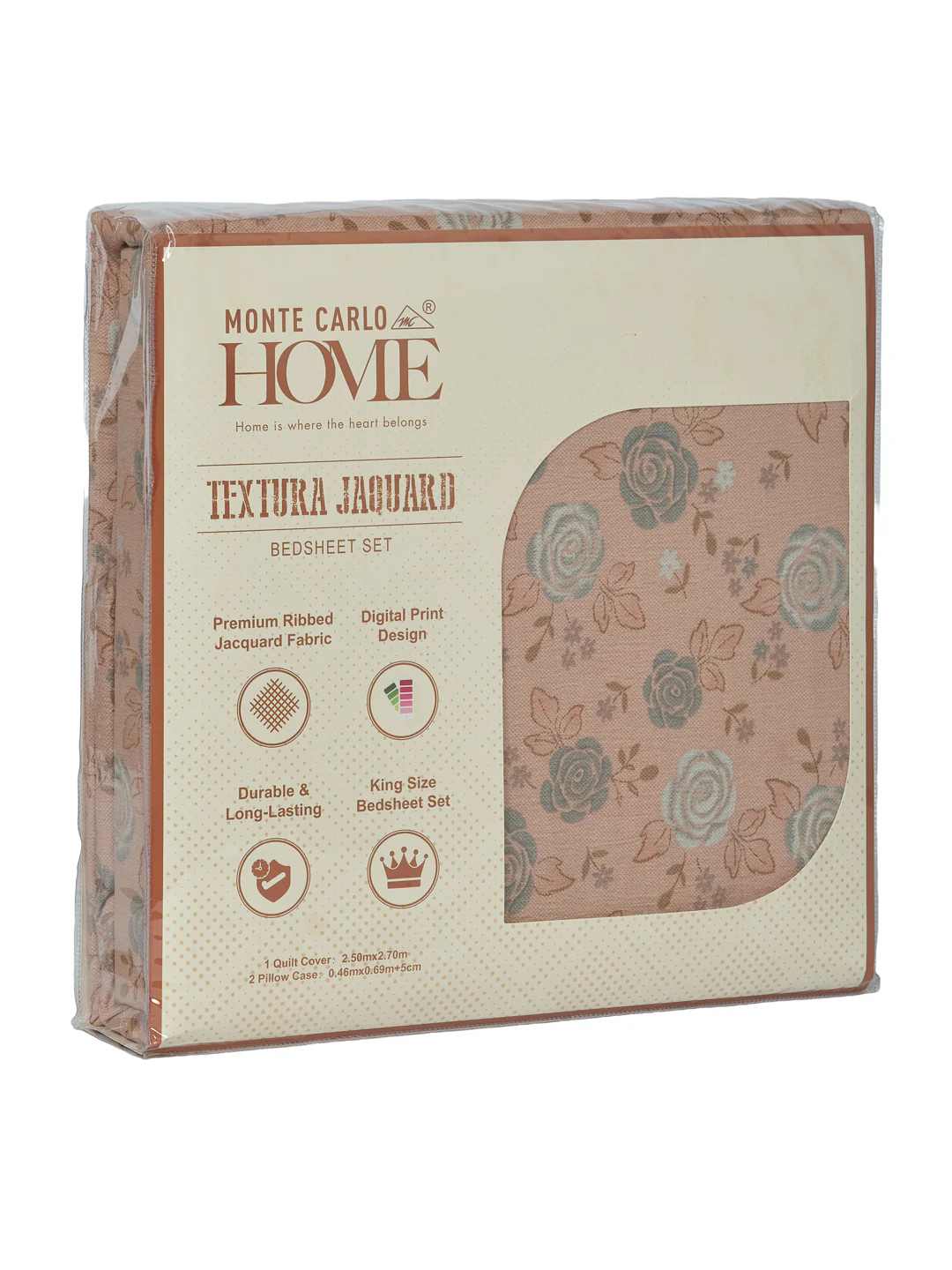 120 GSM Polyester King Size Bedsheet with 2 Pillow Covers Textura Jacquard Collection - Image 11