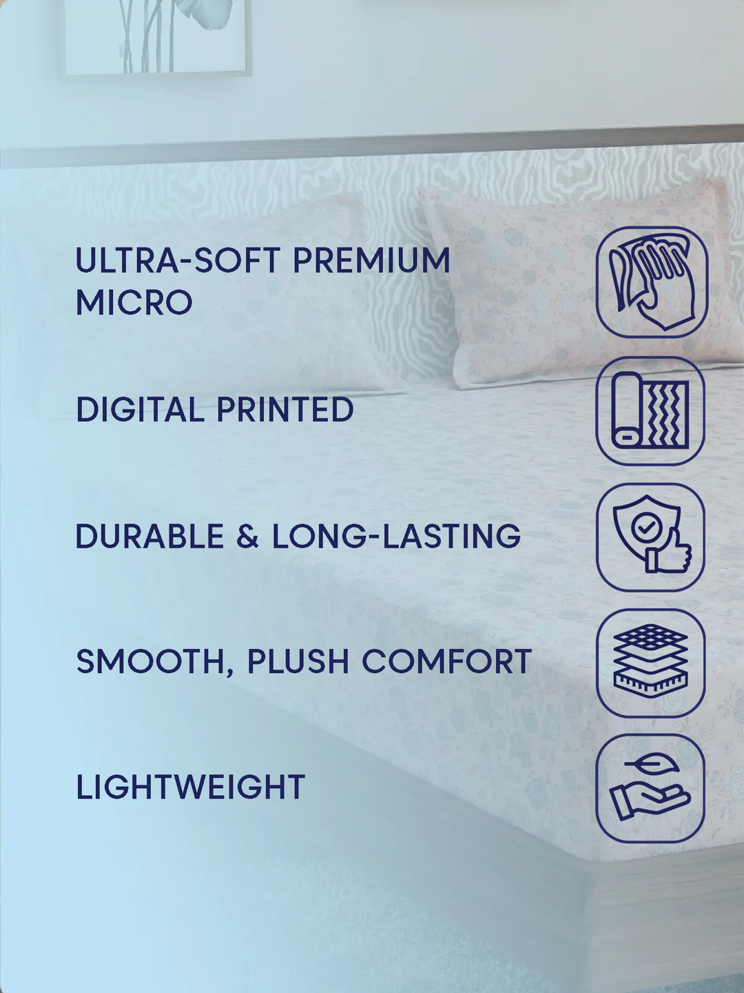 120 GSM Polyester King Size Bedsheet with 2 Pillow Covers Textura Jacquard Collection - Image 9
