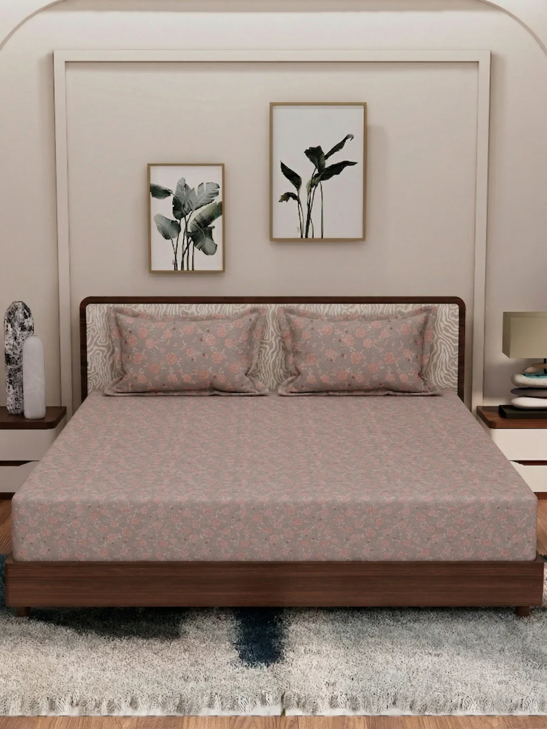 120 GSM Polyester King Size Bedsheet with 2 Pillow Covers Textura Jacquard Collection - Image 5