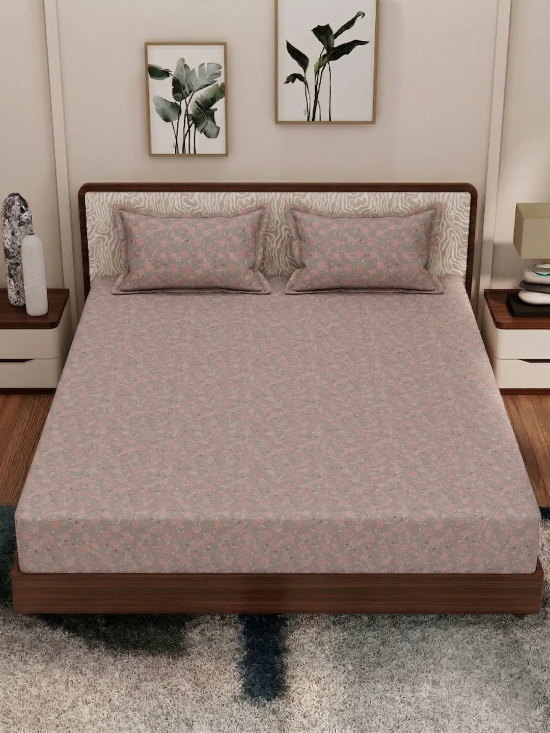 120 GSM Polyester King Size Bedsheet with 2 Pillow Covers Textura Jacquard Collection - Image 6