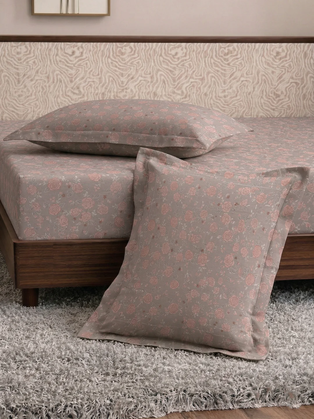 120 GSM Polyester King Size Bedsheet with 2 Pillow Covers Textura Jacquard Collection - Image 7