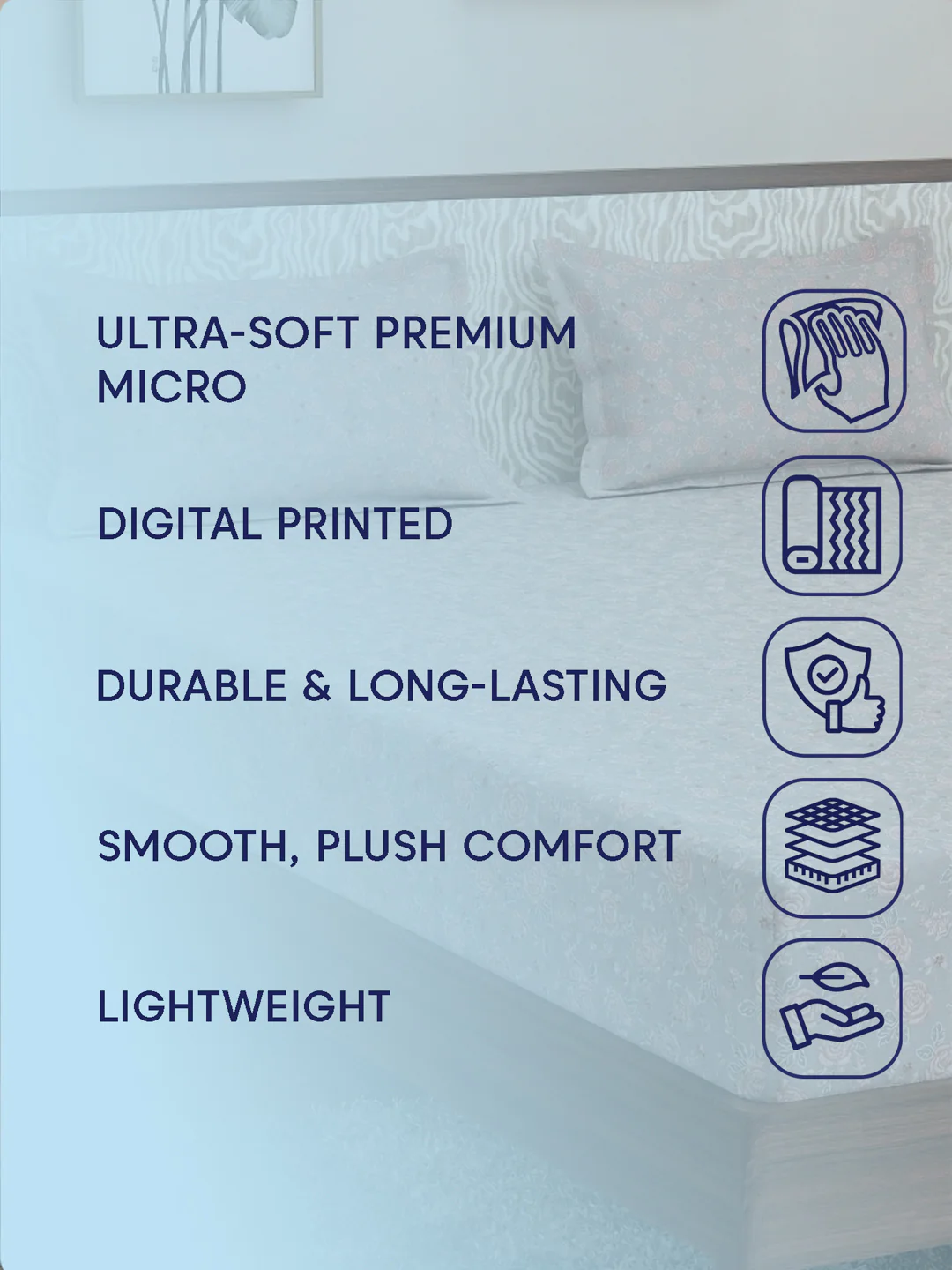 120 GSM Polyester King Size Bedsheet with 2 Pillow Covers Textura Jacquard Collection - Image 9