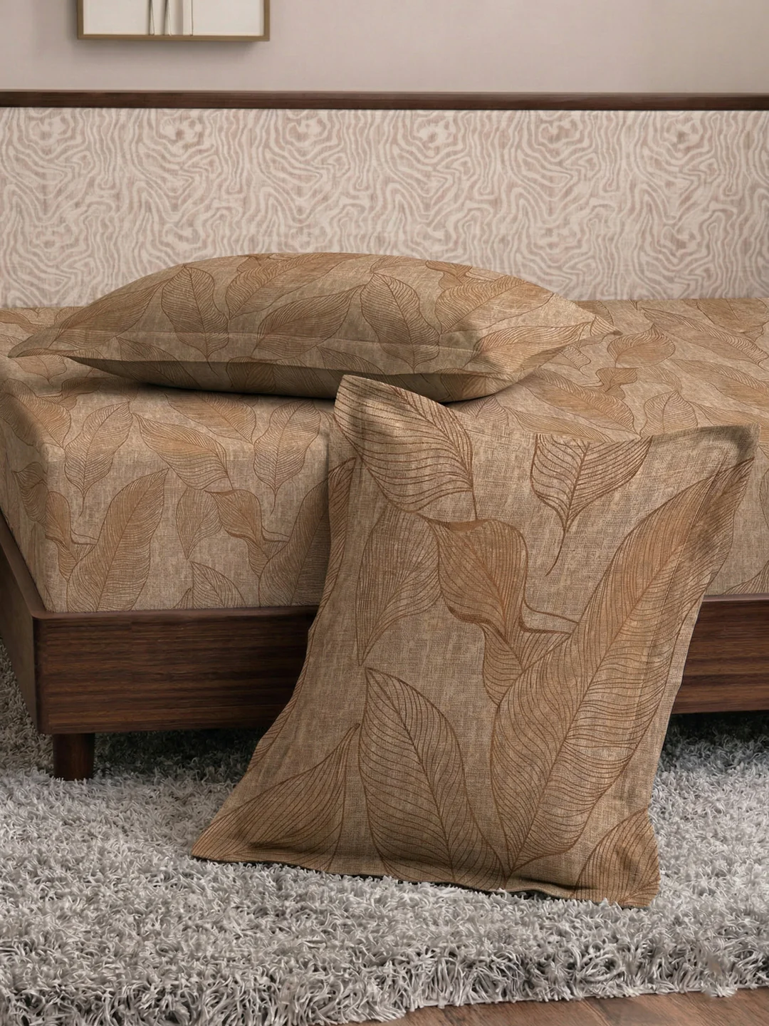 120 GSM Polyester King Size Bedsheet with 2 Pillow Covers Textura Jacquard Collection - Image 7