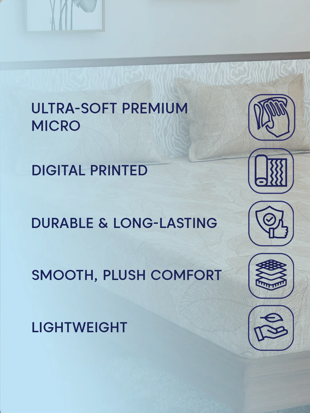 120 GSM Polyester King Size Bedsheet with 2 Pillow Covers Textura Jacquard Collection - Image 9