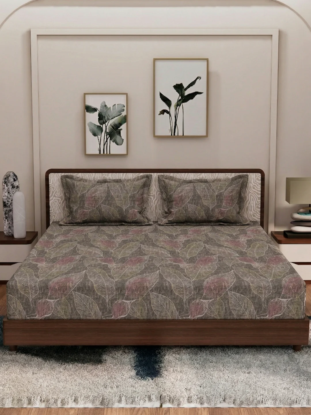 120 GSM Polyester King Size Bedsheet with 2 Pillow Covers Textura Jacquard Collection - Image 5