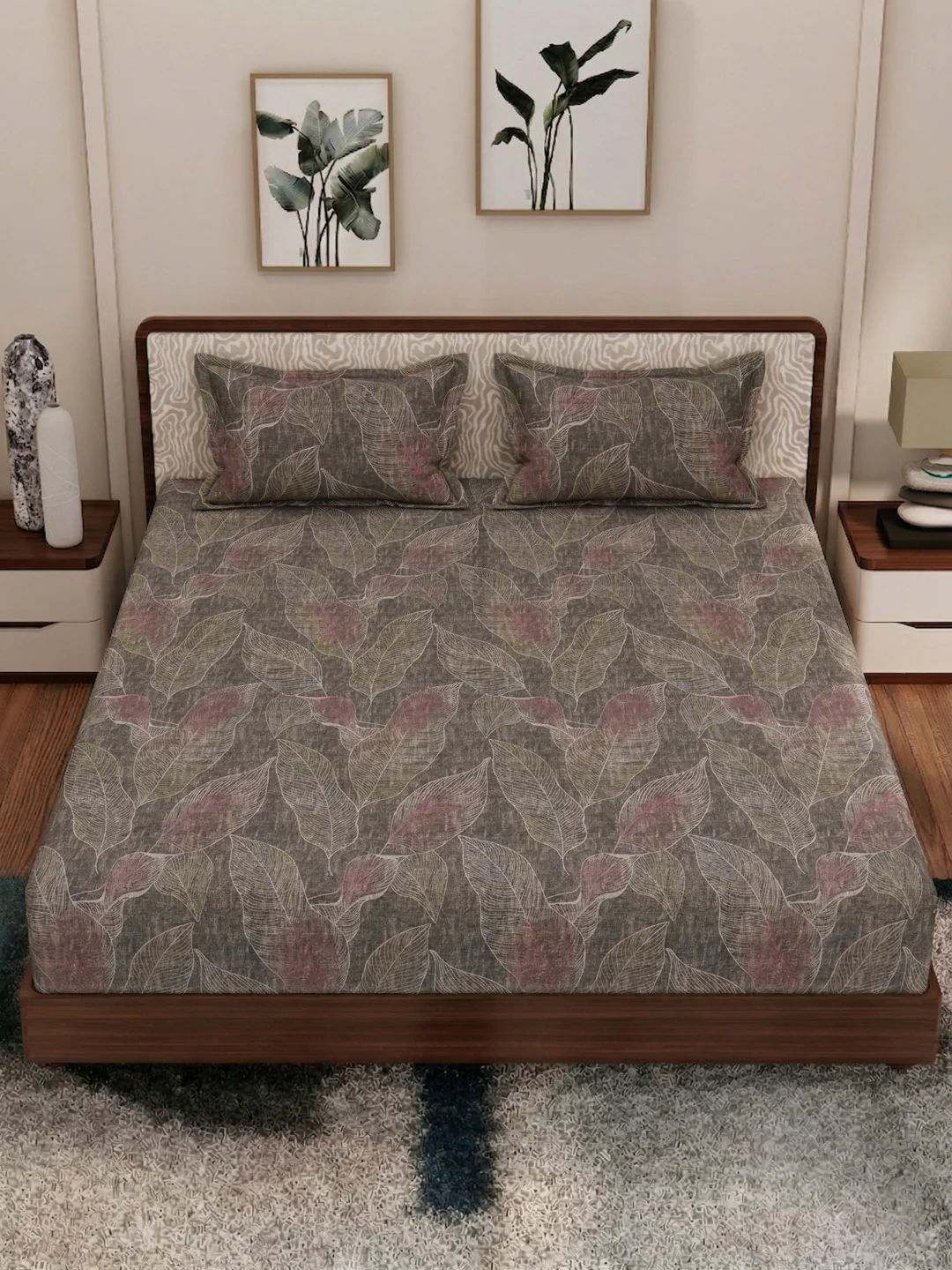 120 GSM Polyester King Size Bedsheet with 2 Pillow Covers Textura Jacquard Collection - Image 6