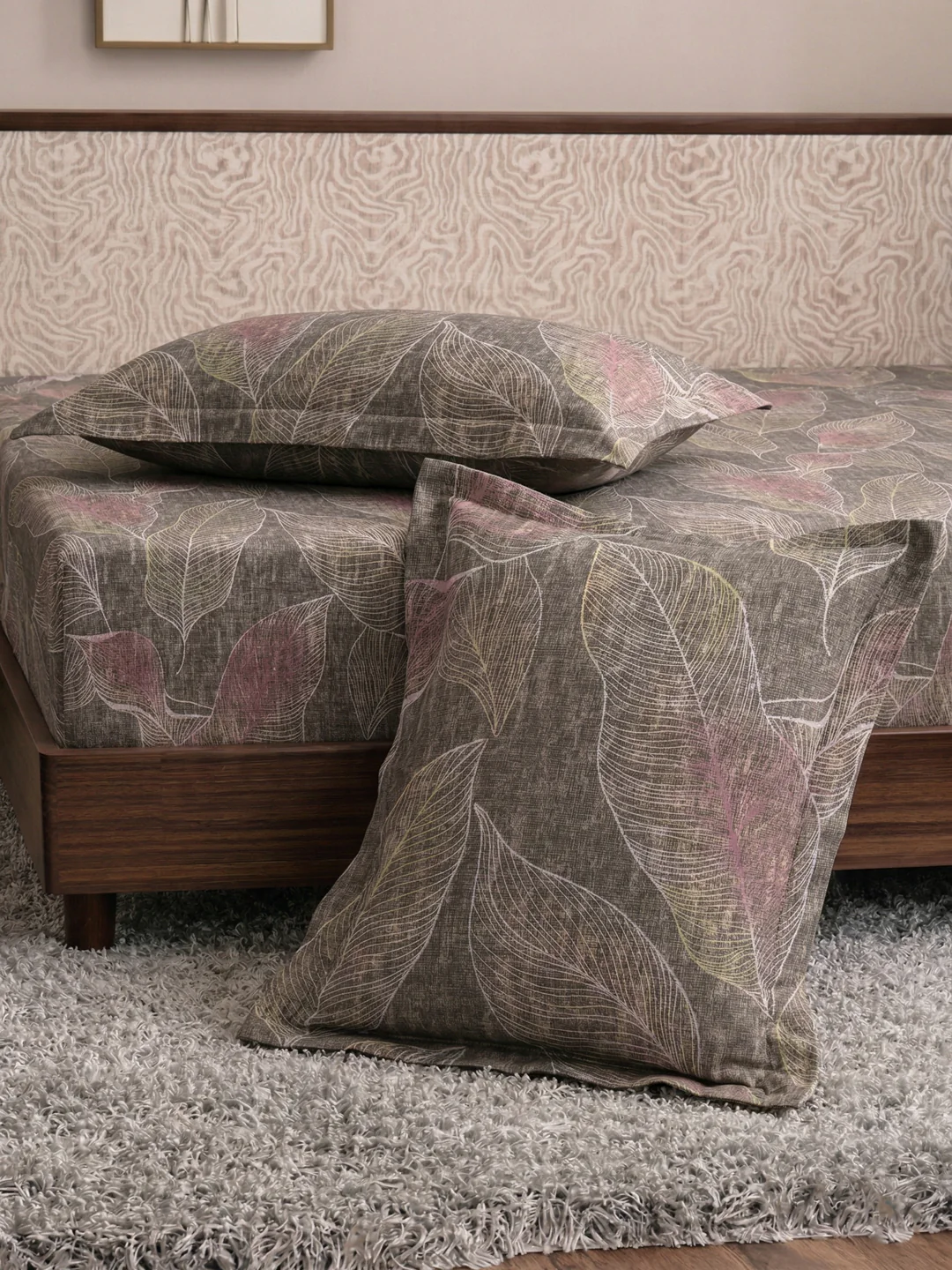 120 GSM Polyester King Size Bedsheet with 2 Pillow Covers Textura Jacquard Collection - Image 7