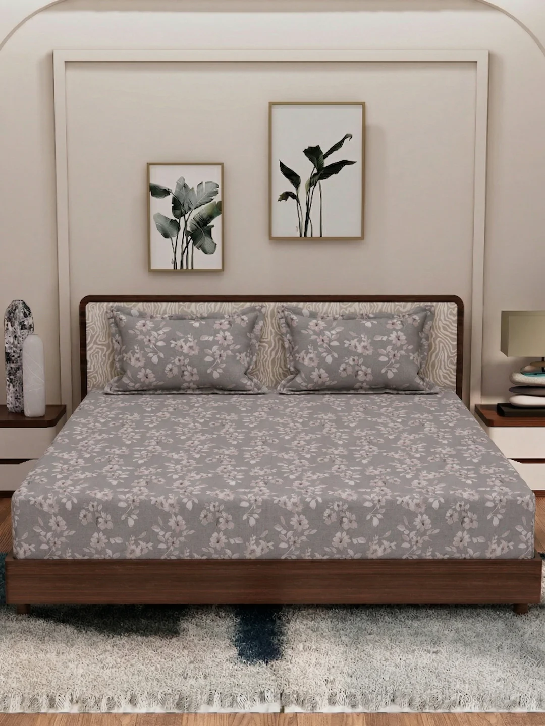 120 GSM Polyester King Size Bedsheet with 2 Pillow Covers Textura Jacquard Collection - Image 5