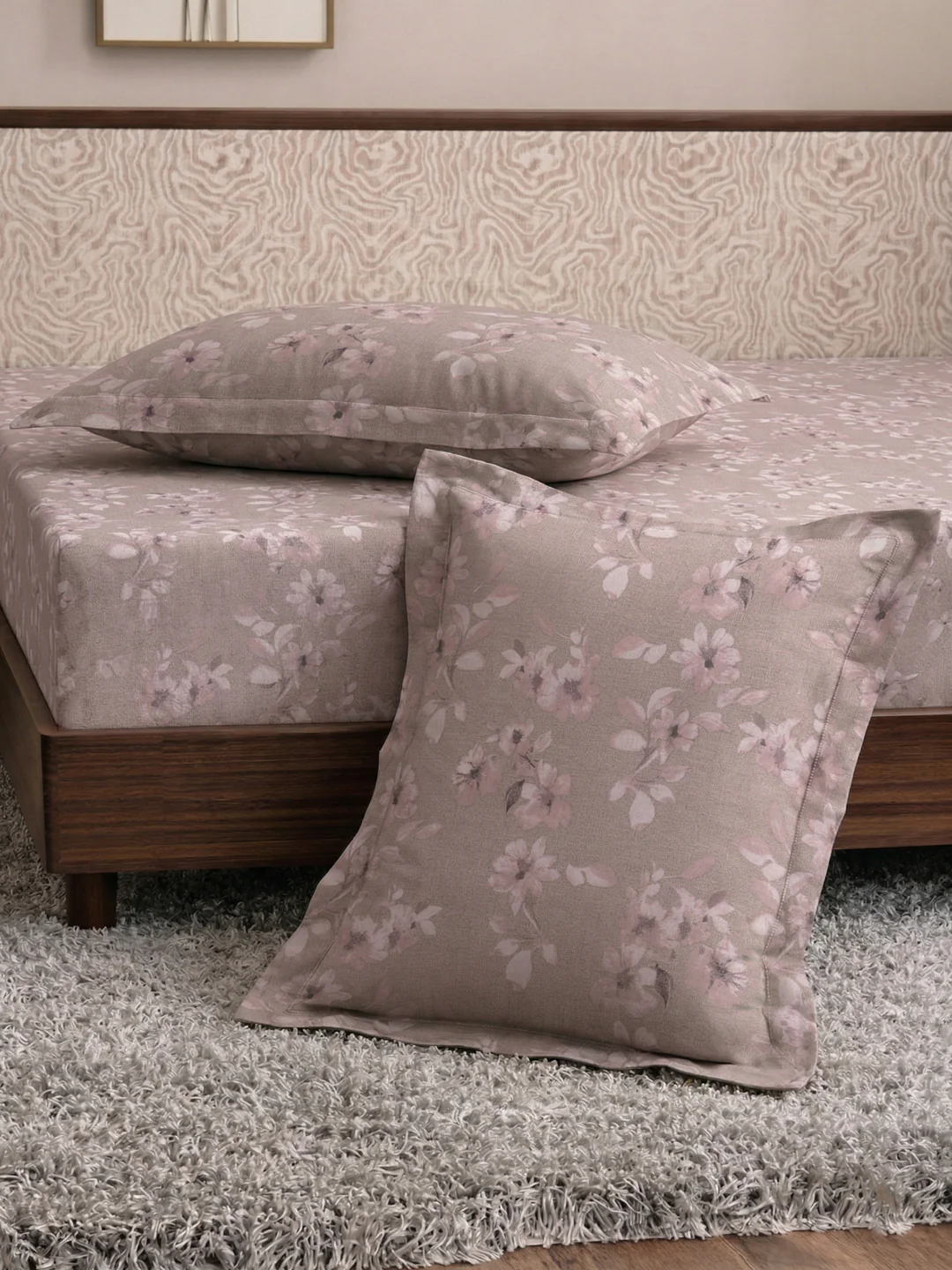 120 GSM Polyester King Size Bedsheet with 2 Pillow Covers Textura Jacquard Collection - Image 7