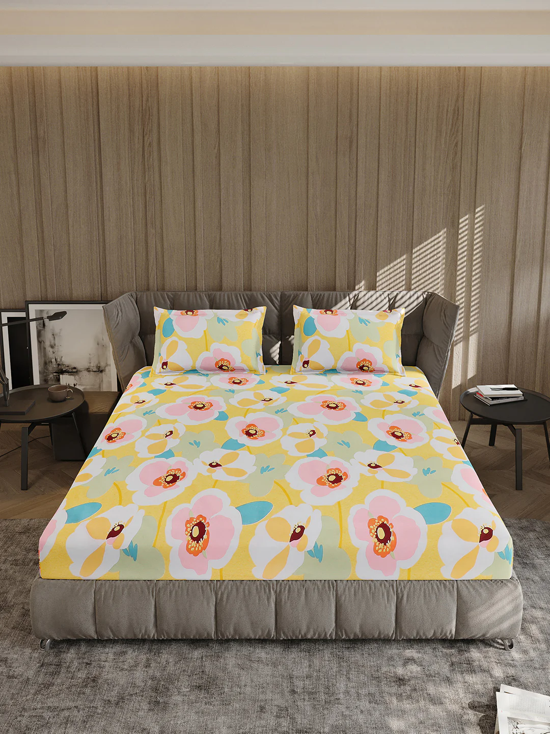 120 GSM Polyester Queen Bed 1 Bedsheet with 2 Pillow Covers (Dazzle) - Image 2