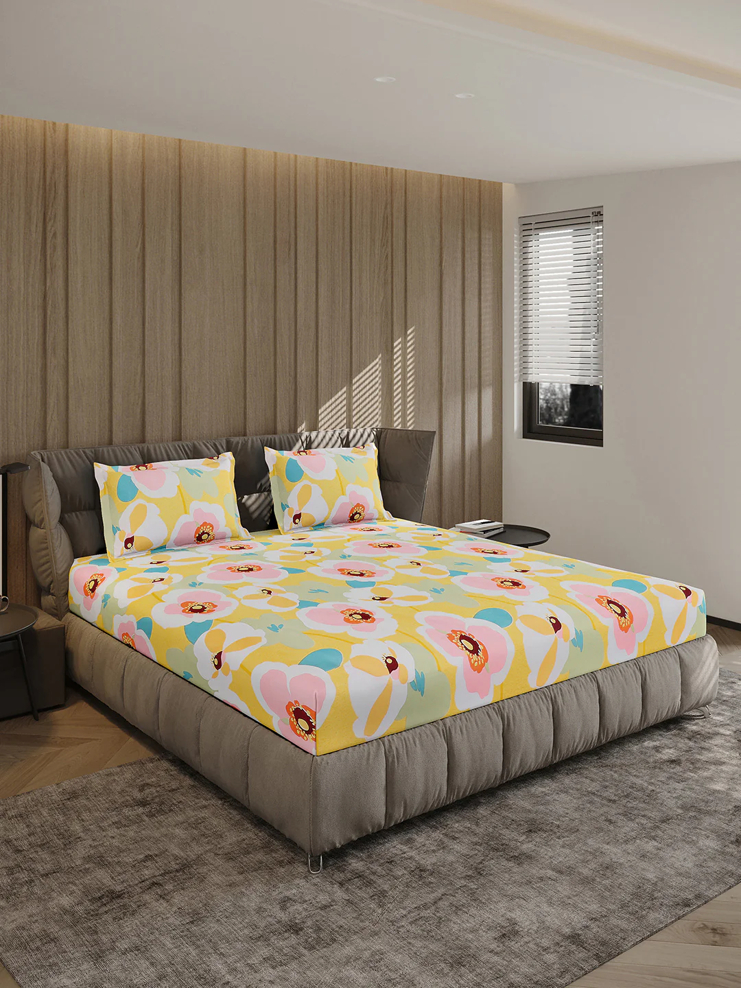 120 GSM Polyester Queen Bed 1 Bedsheet with 2 Pillow Covers (Dazzle) - Image 4