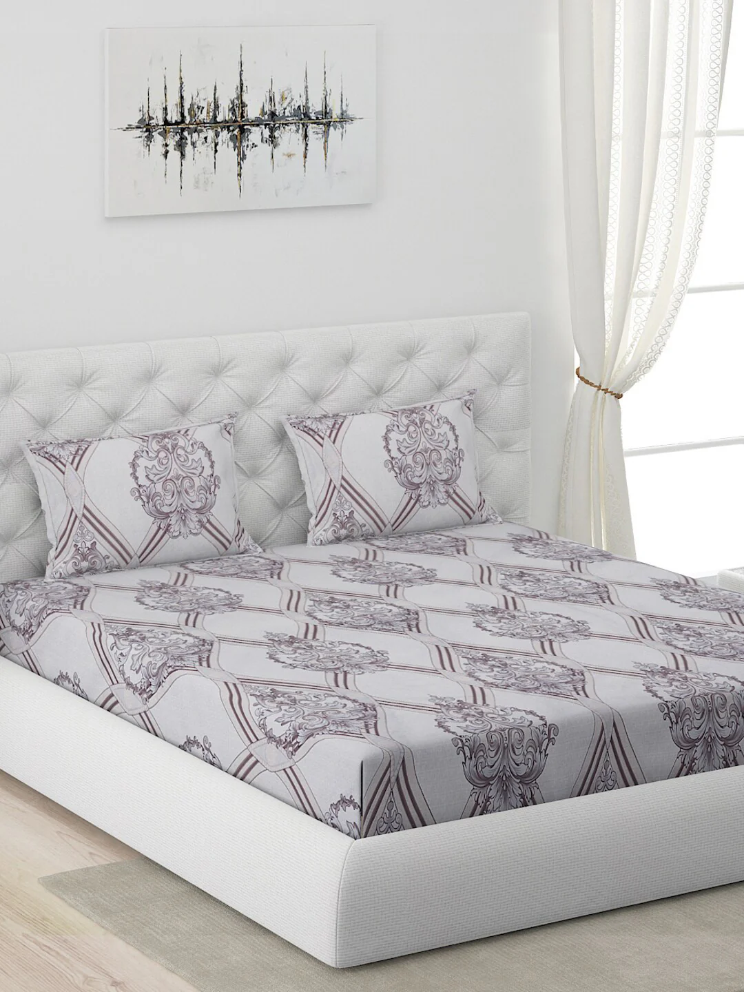 120 GSM Polyester Queen Bed 1 Bedsheet with 2 Pillow Covers (Dazzle) - Image 3