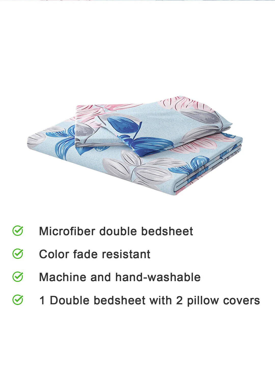 120 GSM Polyester Queen Bed 1 Bedsheet with 2 Pillow Covers (Dazzle) - Image 7