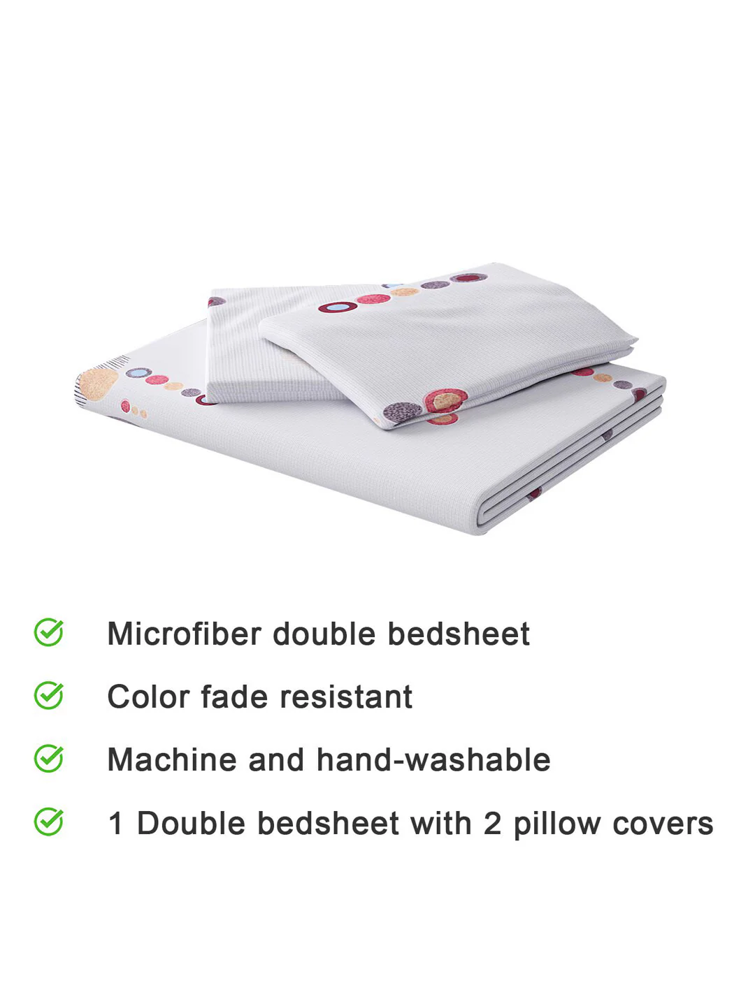 120 GSM Polyester Queen Bed 1 Bedsheet with 2 Pillow Covers (Dazzle) - Image 7
