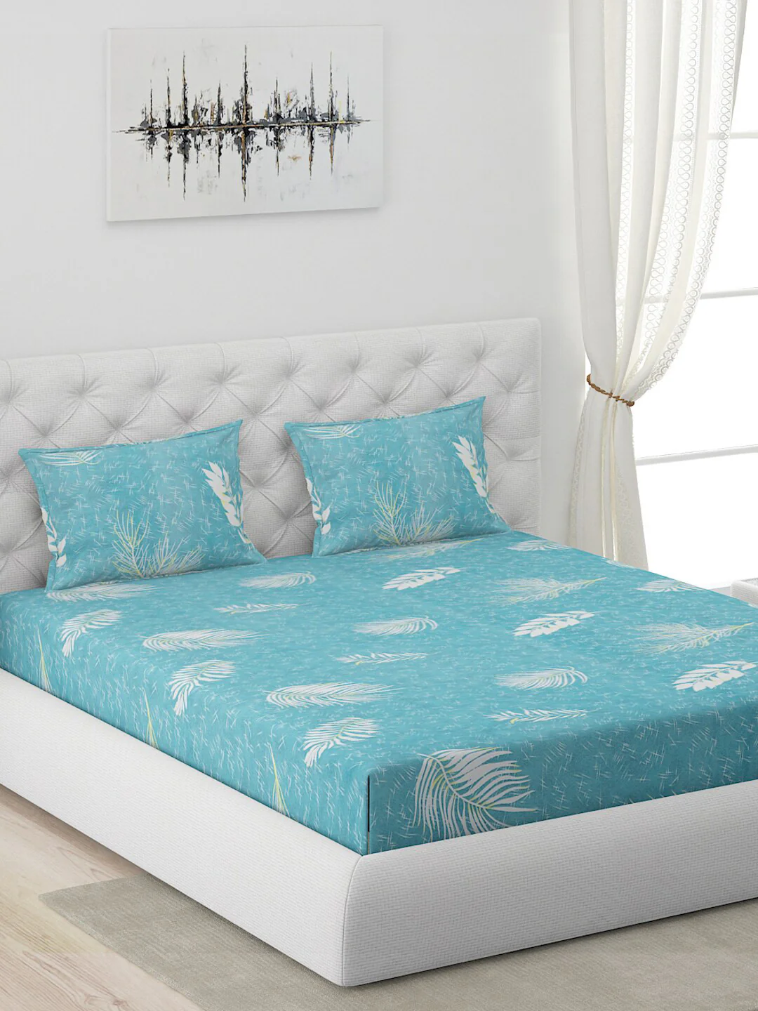 120 GSM Polyester Queen Bed 1 Bedsheet with 2 Pillow Covers (Dazzle) - Image 3