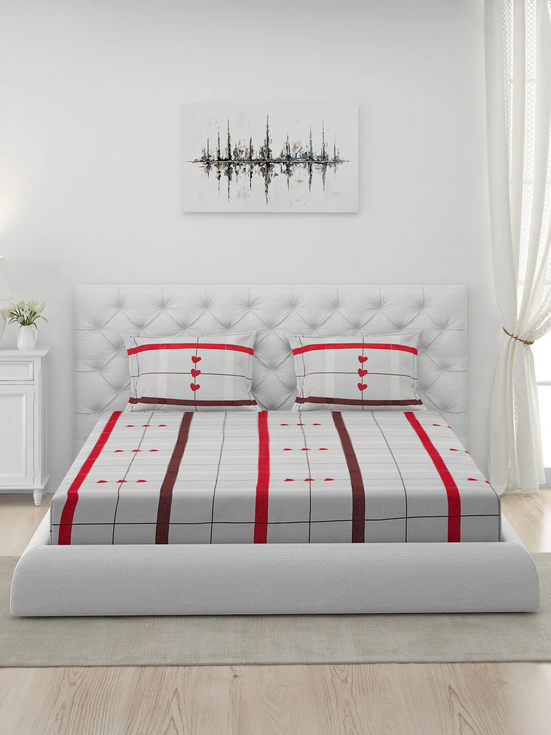 120 GSM Polyester Queen Bed 1 Bedsheet with 2 Pillow Covers (Dazzle) - Image 2