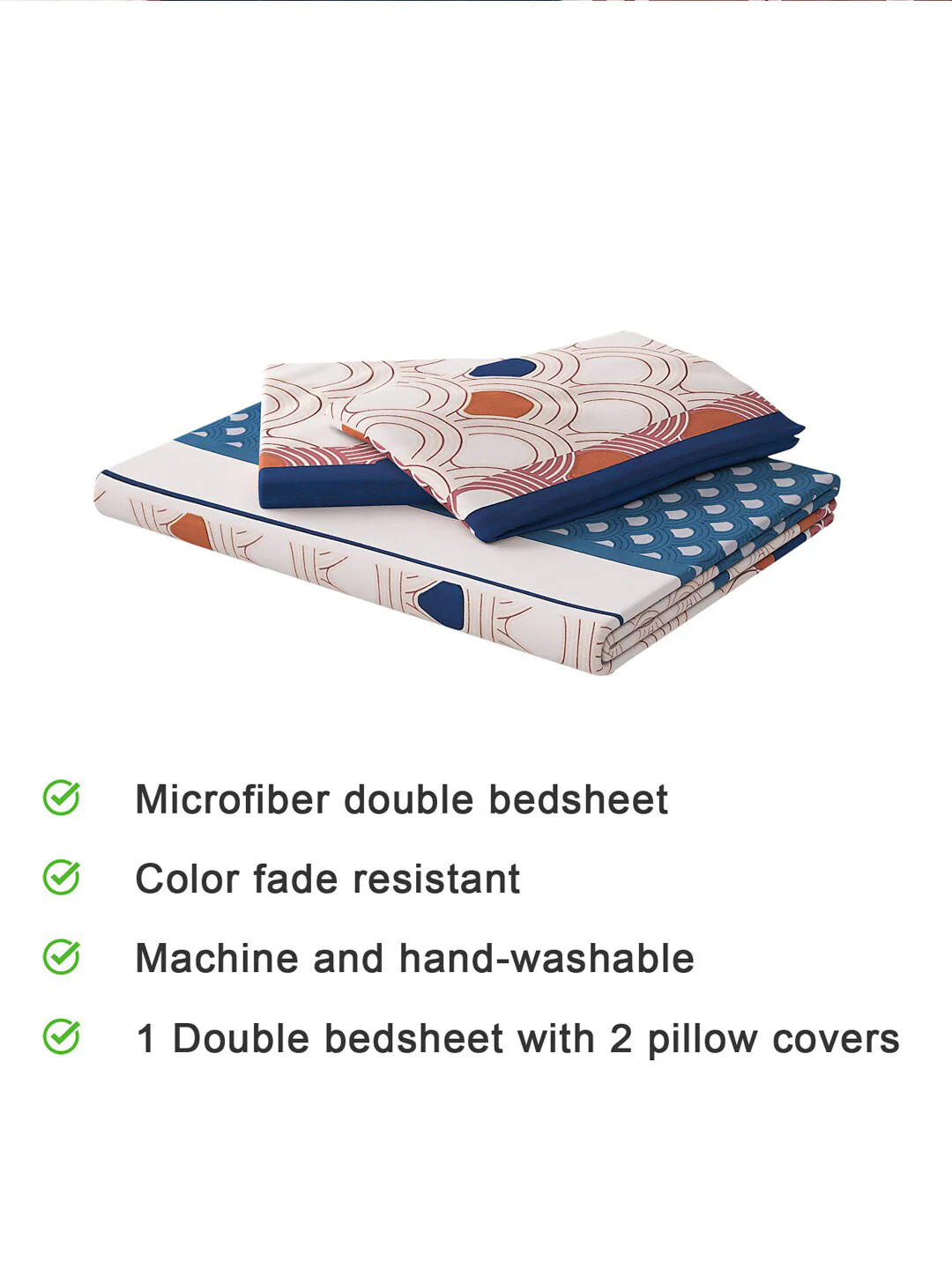 120 GSM Polyester Queen Bed 1 Bedsheet with 2 Pillow Covers (Dazzle) - Image 7