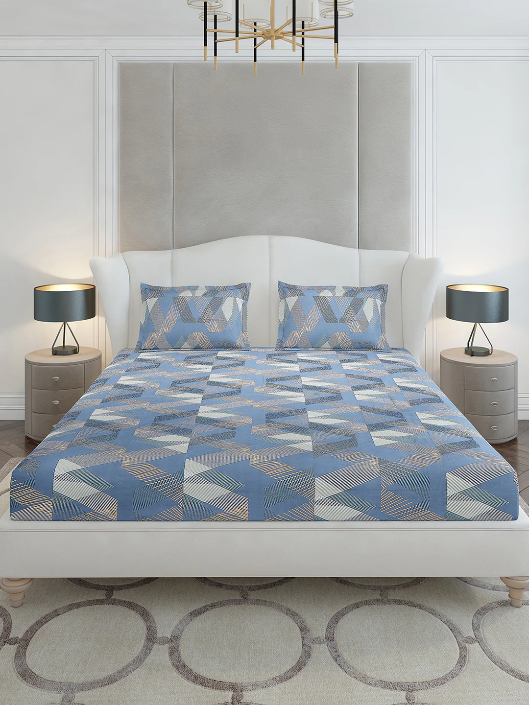 120 GSM Polyester Queen Size 1 Bedsheet with 2 Pillow Covers (Occasion) - Image 3