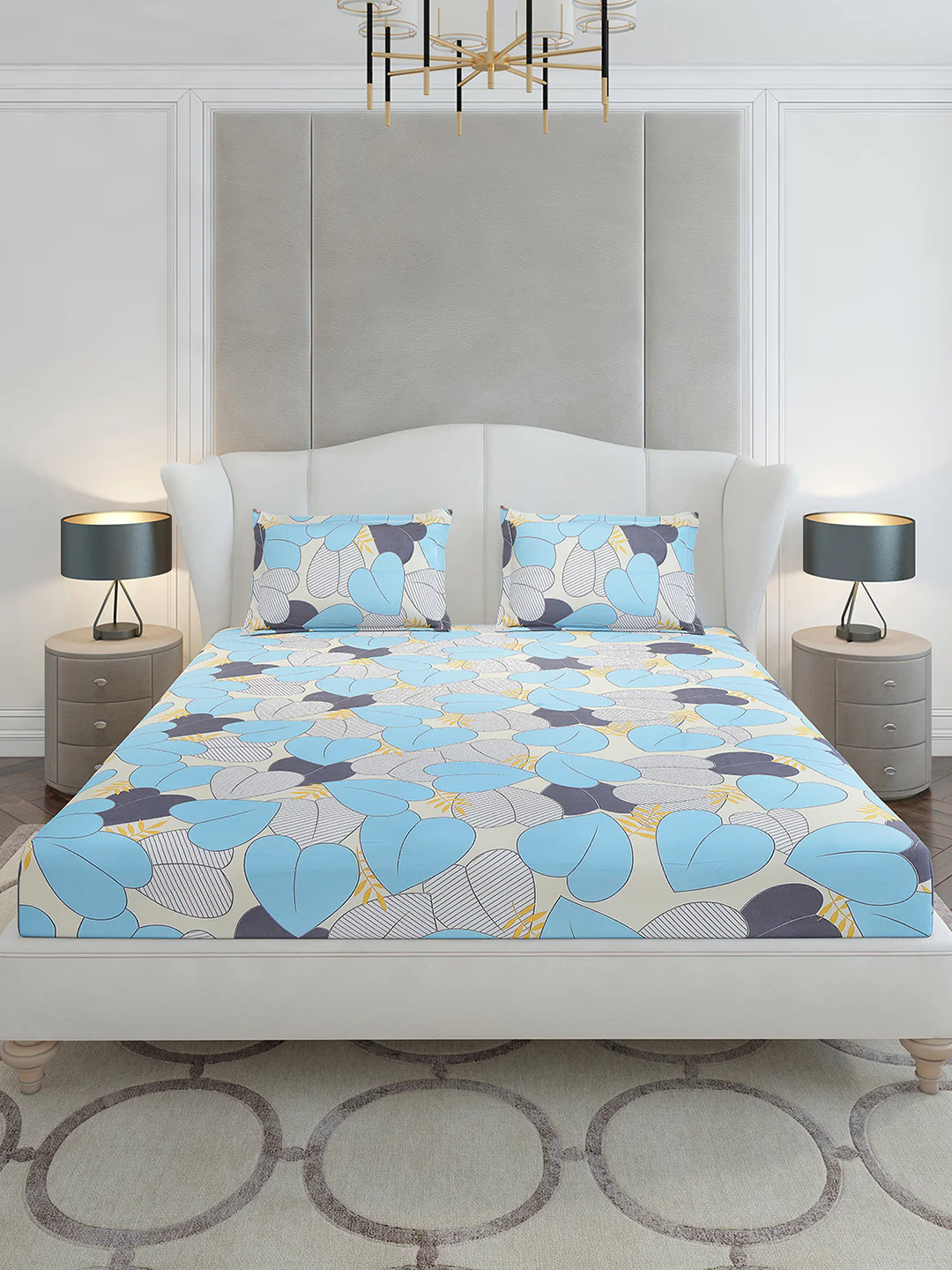 120 GSM Polyester Queen Size 1 Bedsheet with 2 Pillow Covers (Occasion) - Image 3