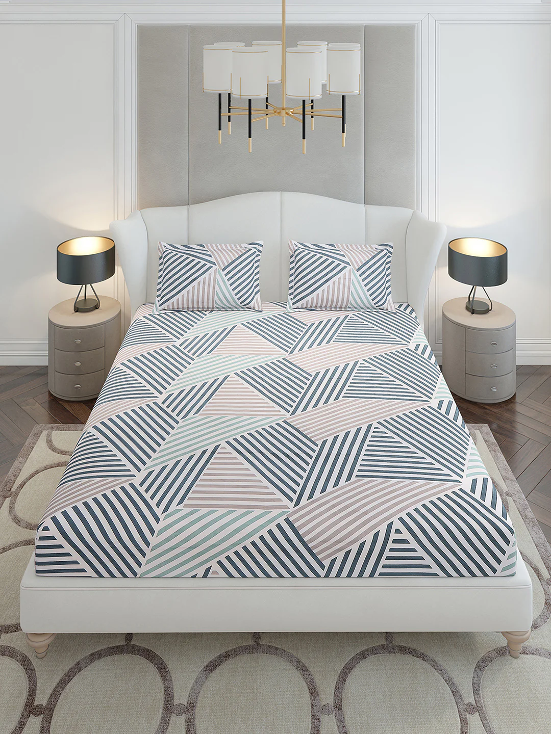120 GSM Polyester Queen Size 1 Bedsheet with 2 Pillow Covers (Occasion) - Image 2