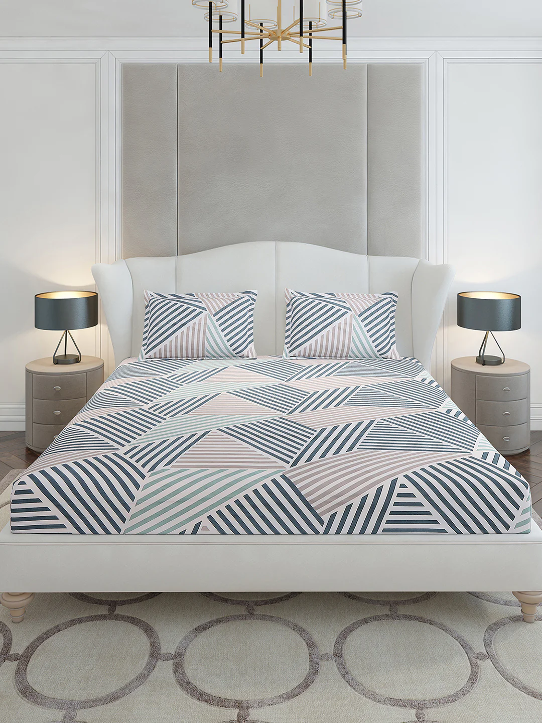 120 GSM Polyester Queen Size 1 Bedsheet with 2 Pillow Covers (Occasion) - Image 3