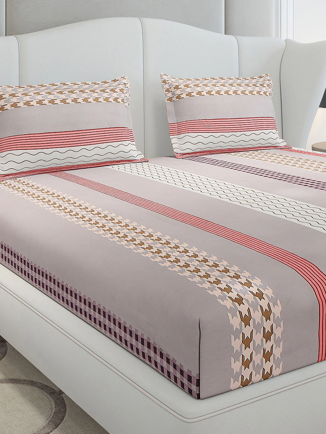 120 GSM Polyester Queen Size 1 Bedsheet with 2 Pillow Covers (Occasion) - Image 4