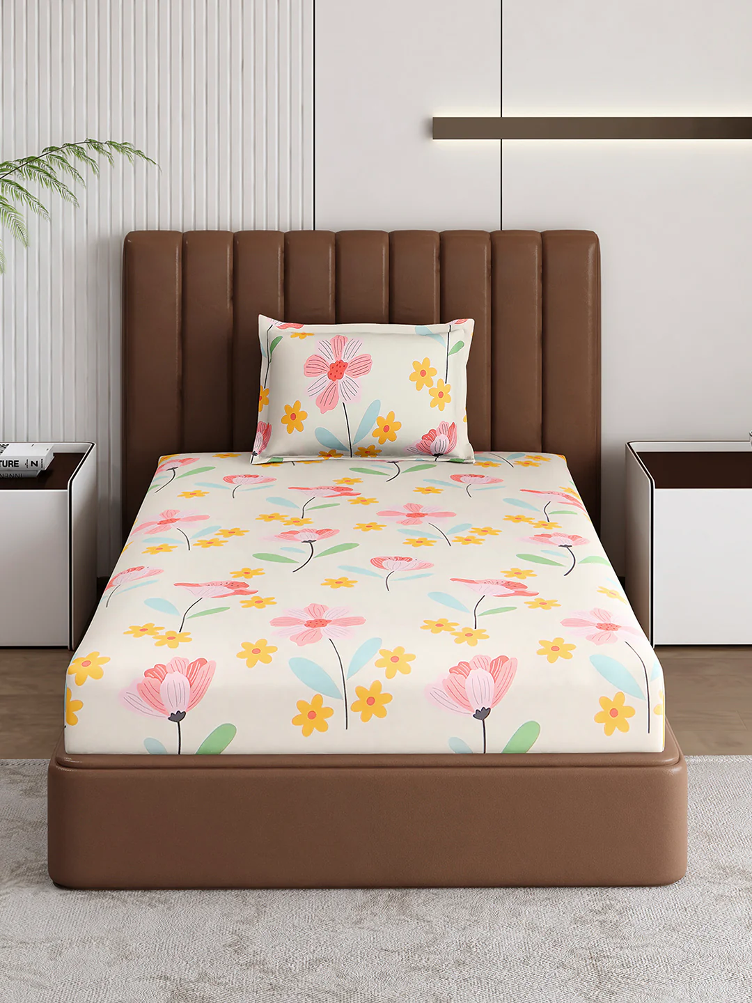 120 GSM Polyester Single Bedsheet with 1 Pillow Cover (Pixel) - Image 3