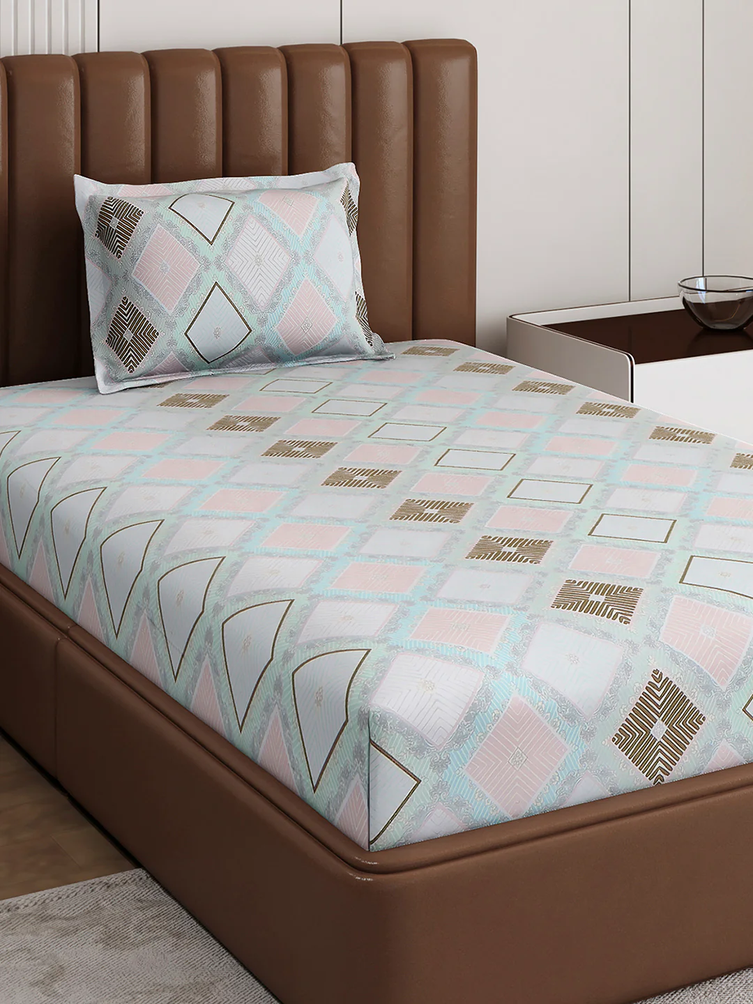 120 GSM Polyester Single Bedsheet with 1 Pillow Cover (Pixel) - Image 4