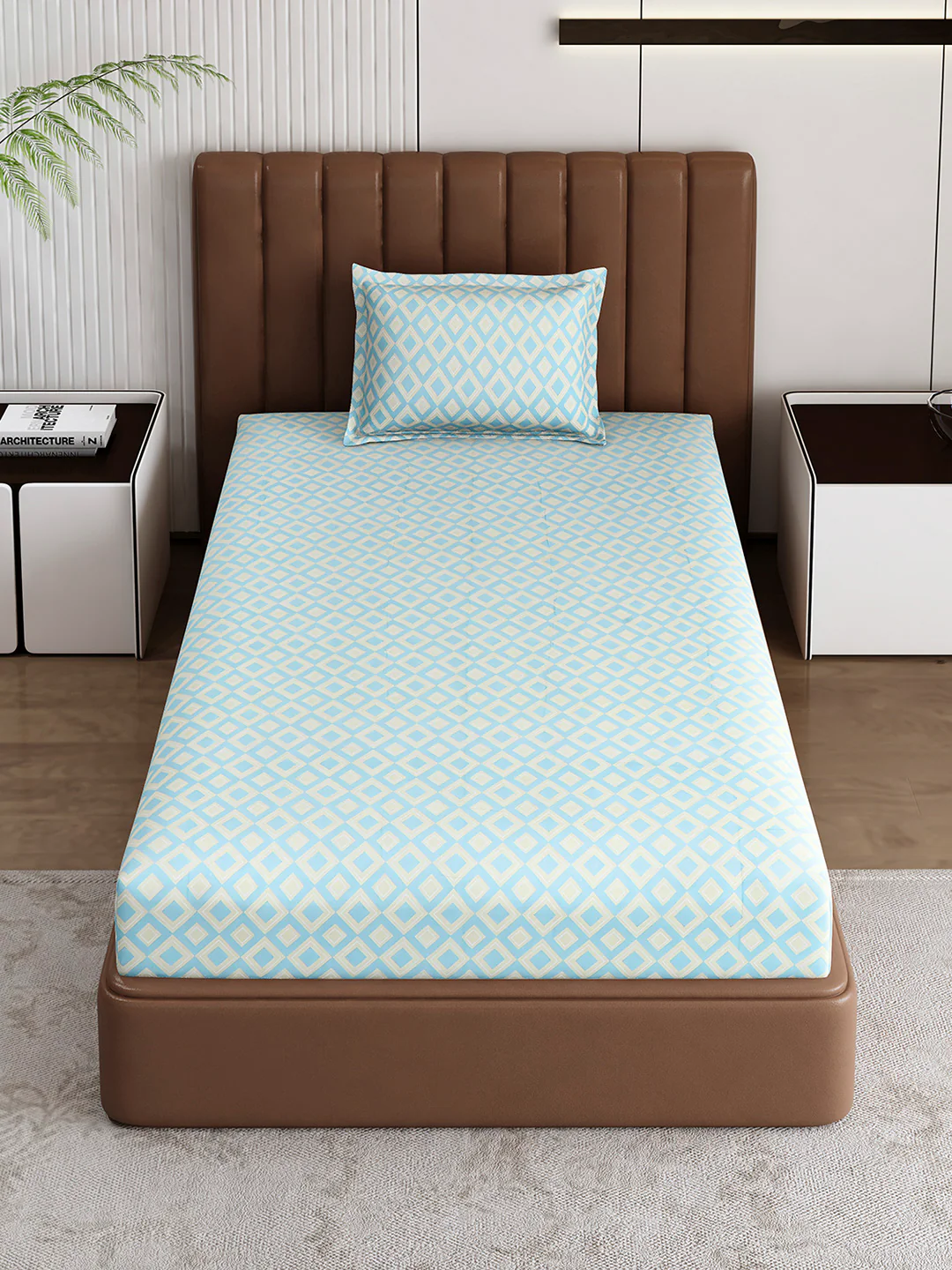 120 GSM Polyester Single Bedsheet with 1 Pillow Cover (Pixel) - Image 2
