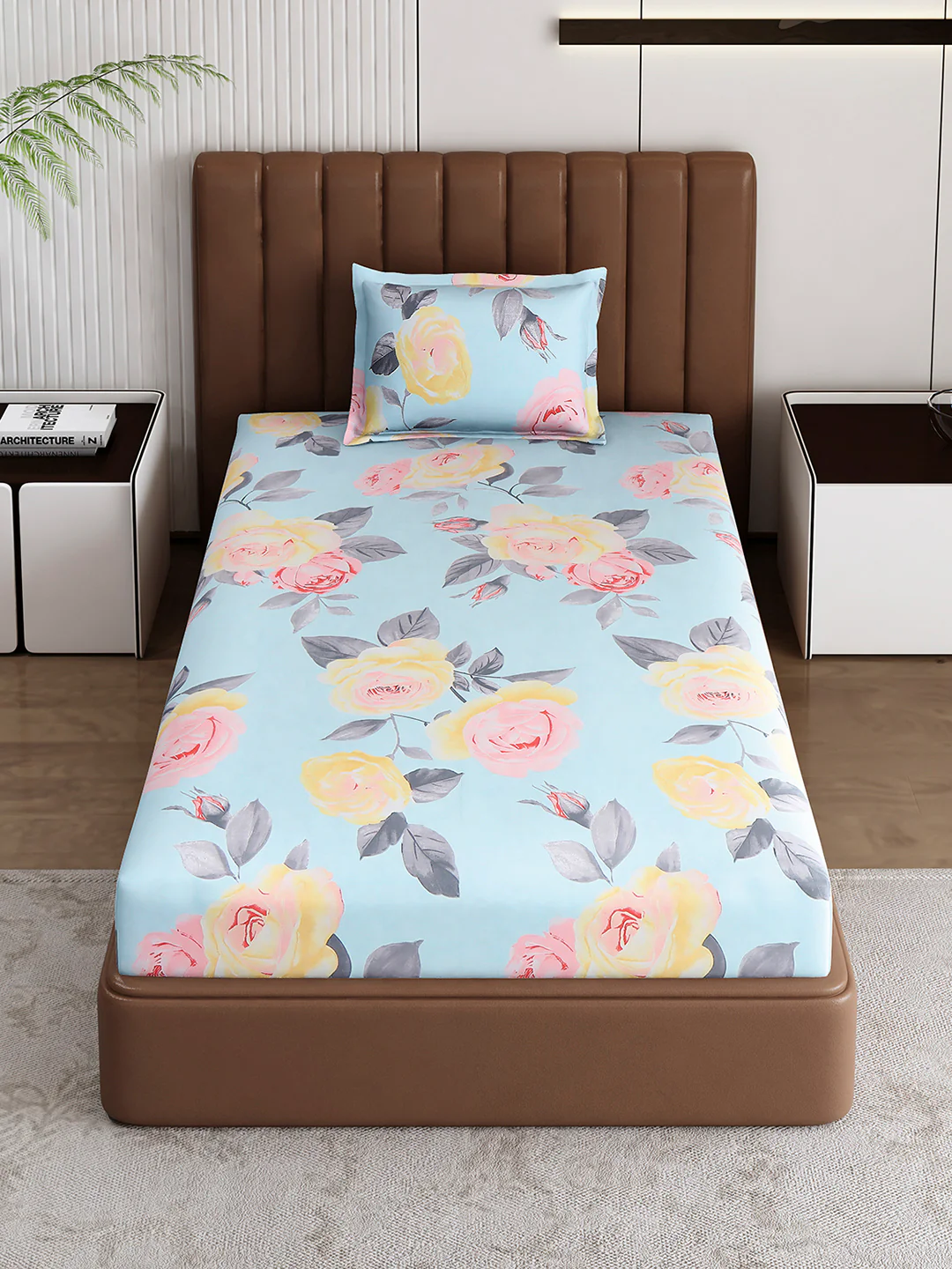 120 GSM Polyester Single Bedsheet with 1 Pillow Cover (Pixel) - Image 2
