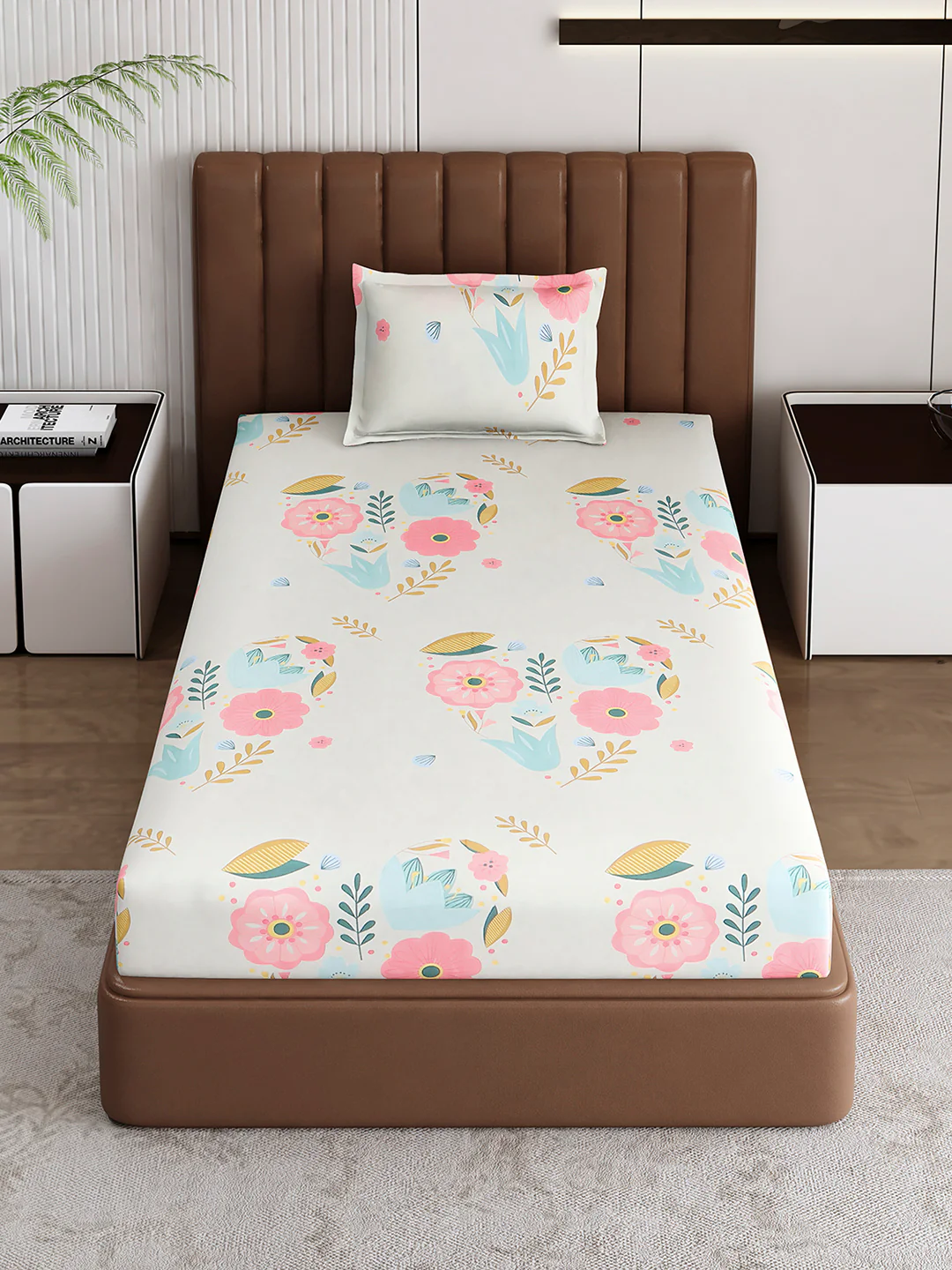 120 GSM Polyester Single Bedsheet with 1 Pillow Cover (Pixel) - Image 2