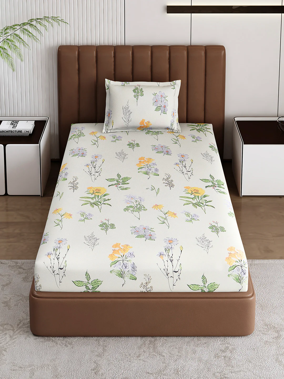 120 GSM Polyester Single Bedsheet with 1 Pillow Cover (Pixel) - Image 2