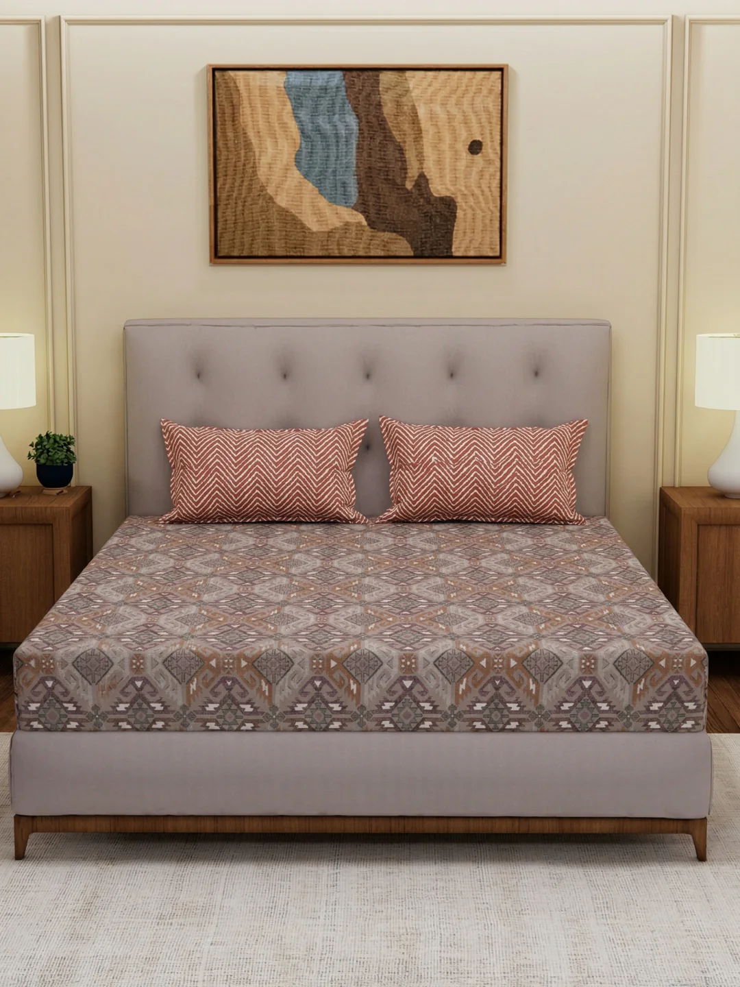 MOCA by Monte Carlo 120 TC Polycotton Double Bed Bedsheet with 2 Pillow Covers Paradise Collection - Image 3