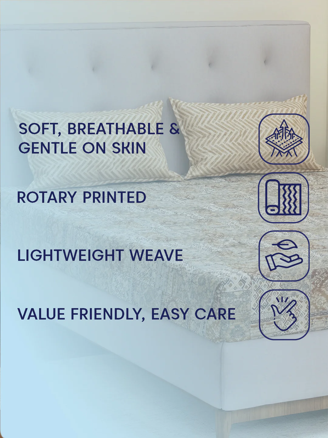 MOCA by Monte Carlo 120 TC Polycotton Double Bed Bedsheet with 2 Pillow Covers Paradise Collection - Image 9