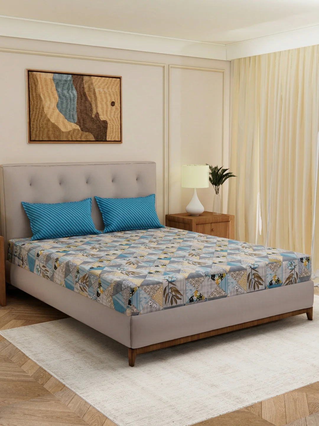 MOCA by Monte Carlo 120 TC Polycotton Double Bed Bedsheet with 2 Pillow Covers Paradise Collection - Image 2