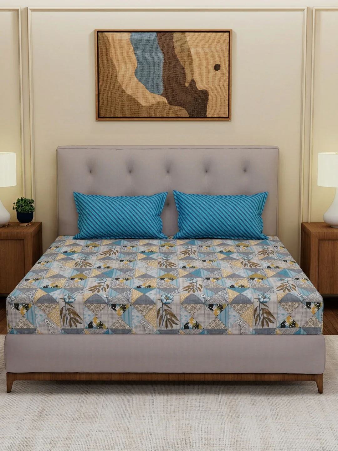 MOCA by Monte Carlo 120 TC Polycotton Double Bed Bedsheet with 2 Pillow Covers Paradise Collection - Image 3