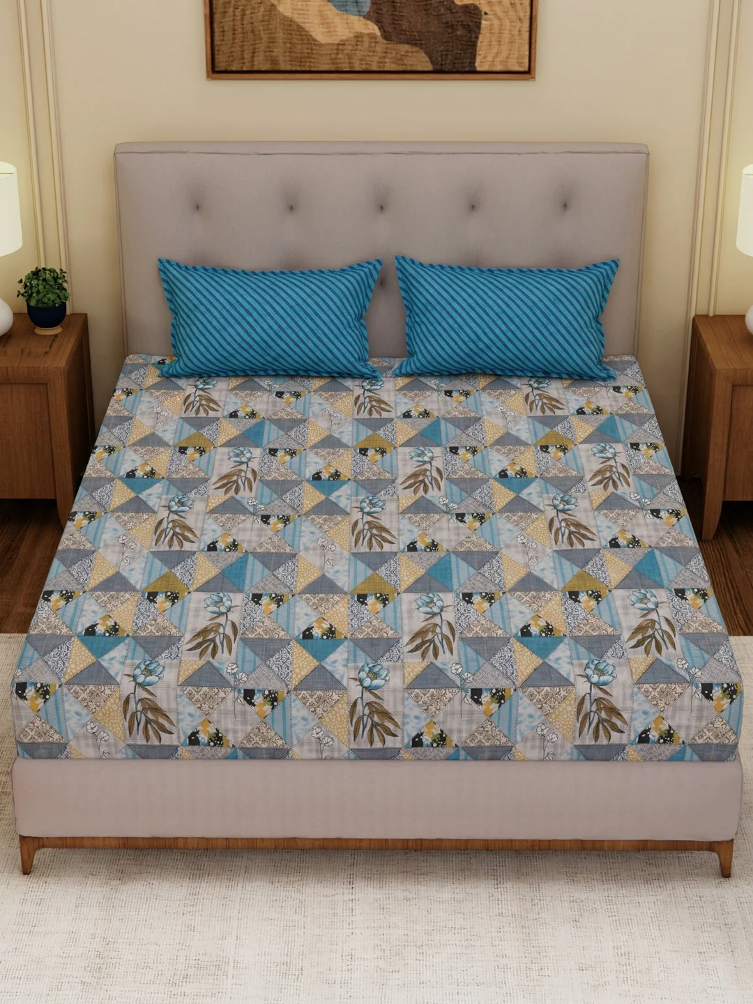 MOCA by Monte Carlo 120 TC Polycotton Double Bed Bedsheet with 2 Pillow Covers Paradise Collection - Image 4