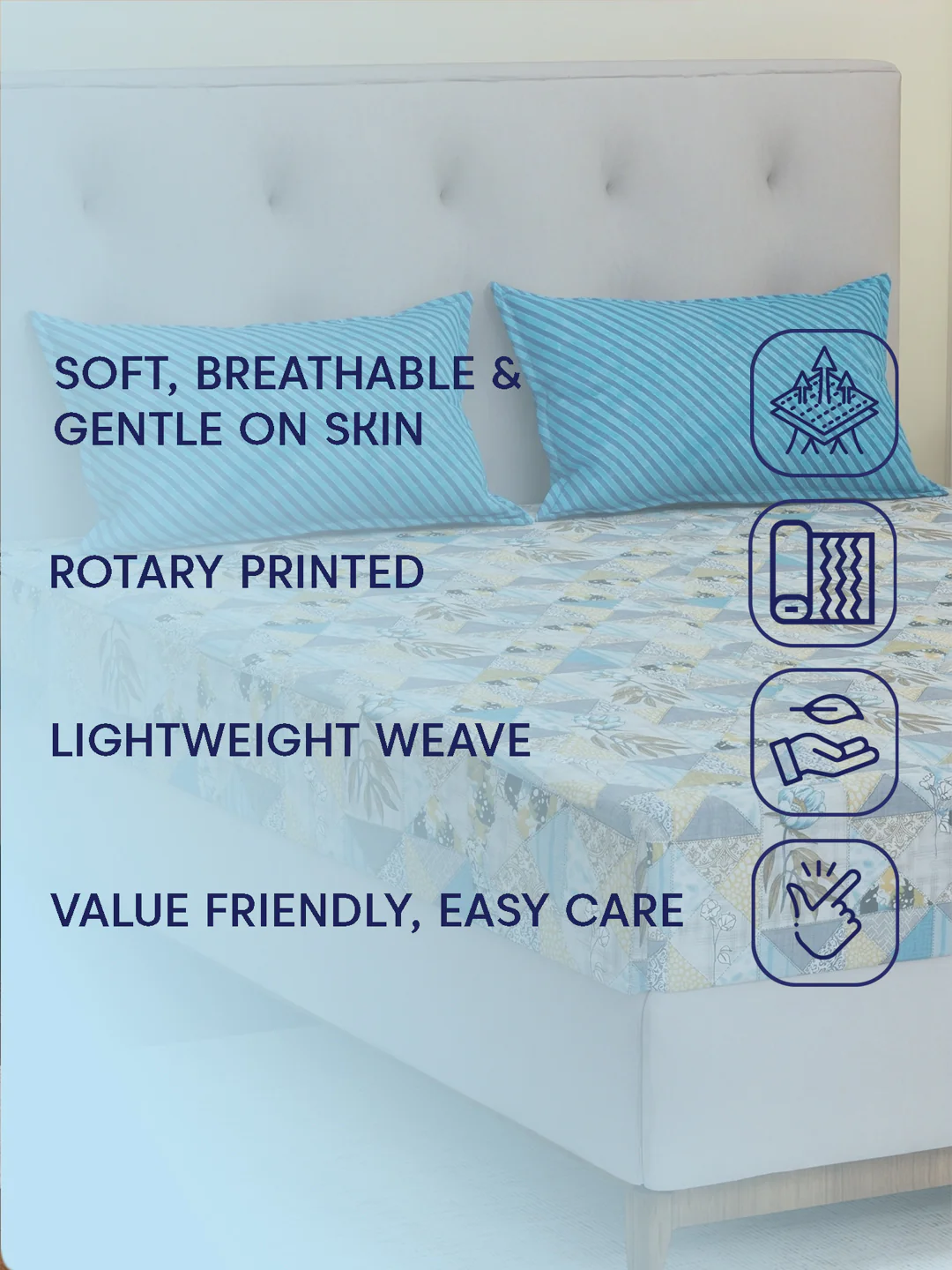 MOCA by Monte Carlo 120 TC Polycotton Double Bed Bedsheet with 2 Pillow Covers Paradise Collection - Image 9