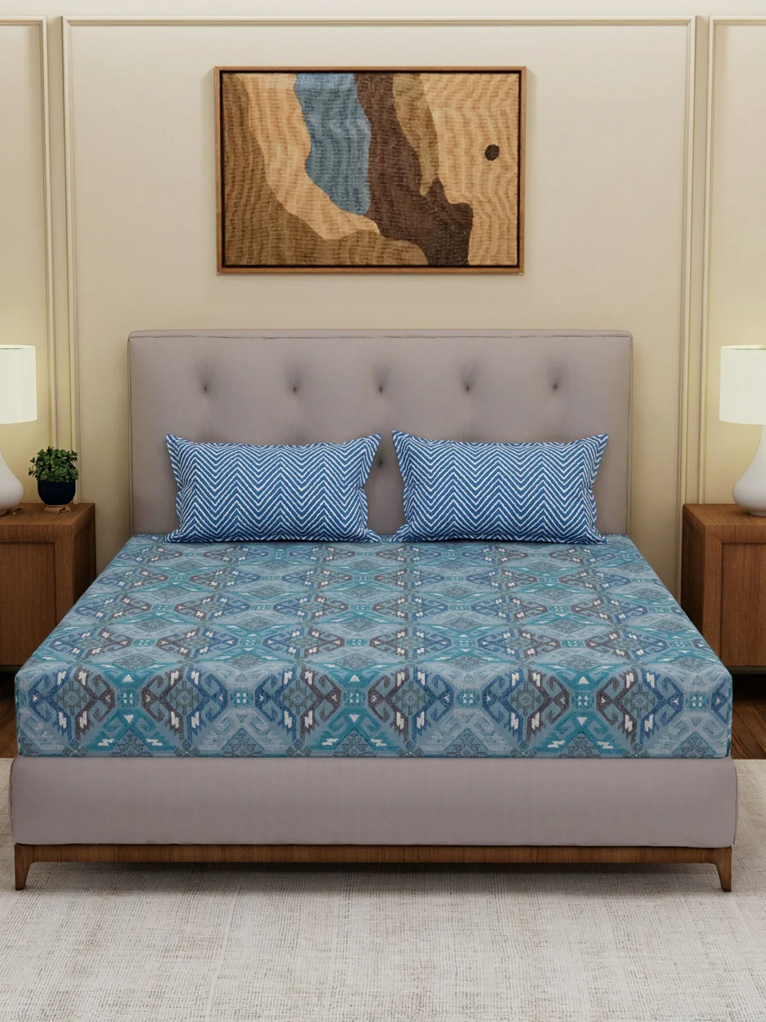 MOCA by Monte Carlo 120 TC Polycotton Double Bed Bedsheet with 2 Pillow Covers Paradise Collection - Image 3