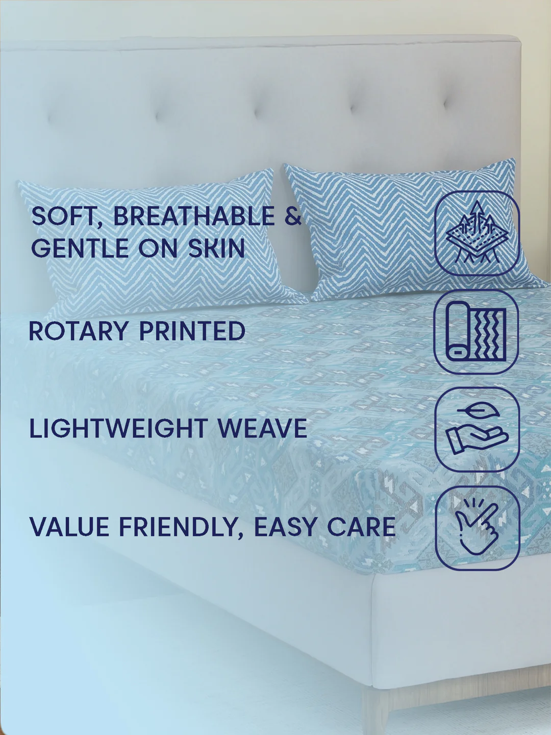 MOCA by Monte Carlo 120 TC Polycotton Double Bed Bedsheet with 2 Pillow Covers Paradise Collection - Image 9